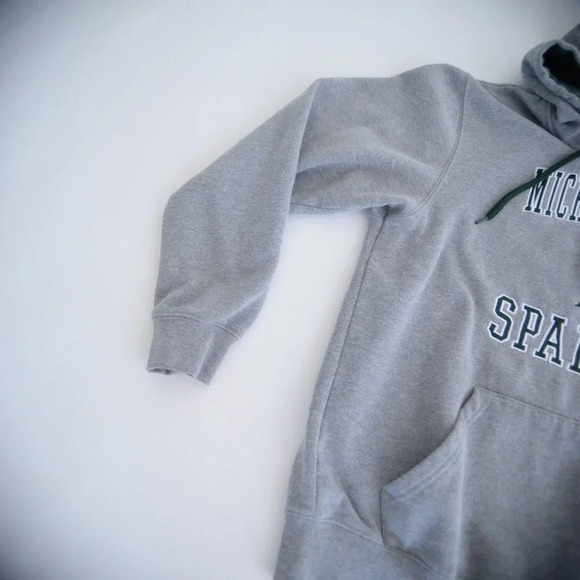 Vintage Colosseum Michigan State Spartans Grey & Green Pullover Hooded Sweater M - Picture 8 of 12